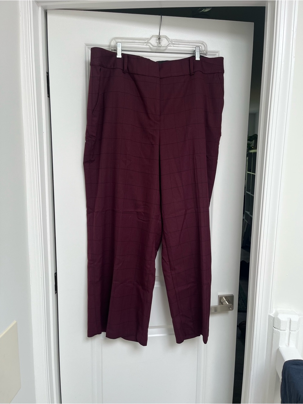 Lane Bryant Wine Plaid Wide-Leg Trousers